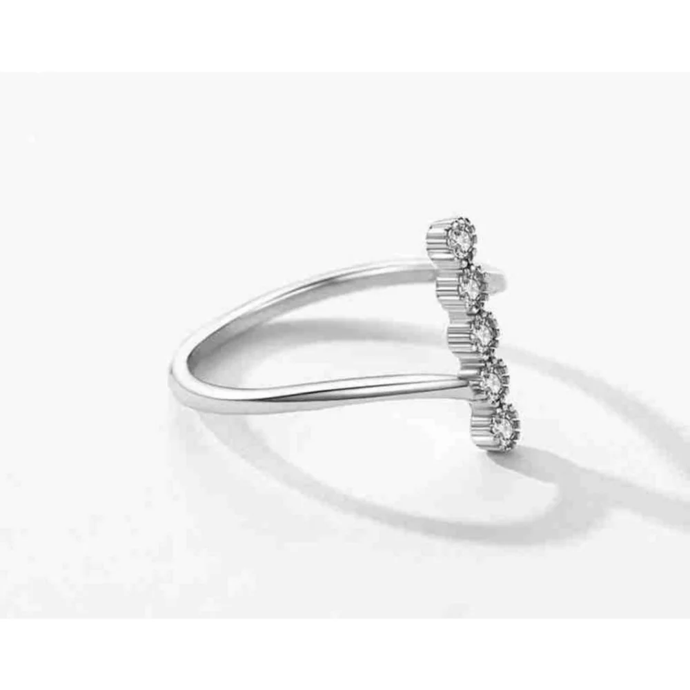 NEW Women's Bezel Set Simulated Diamond Platinum-Plated S925 Band‎ Ring, Size 7